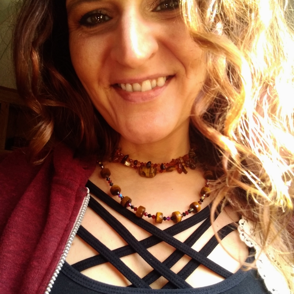 Tiger's eye, single, double and triple necklace Swarovski crystals